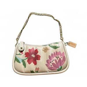 Coach Floral Print Leather Shoulder/Clutch Bag with Chain Strap